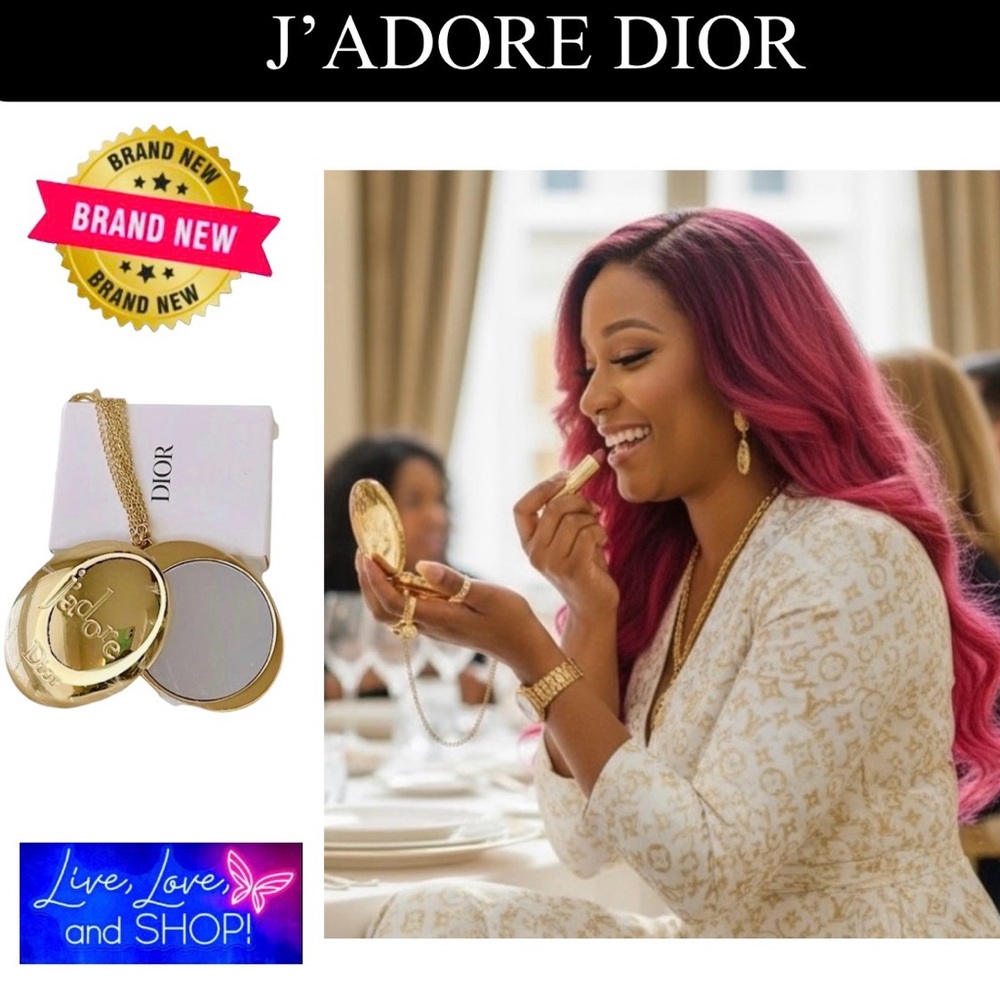 J’ADORE DIOR Golden Tone w/Matching 3 Link Chain Wristlet, NWOT